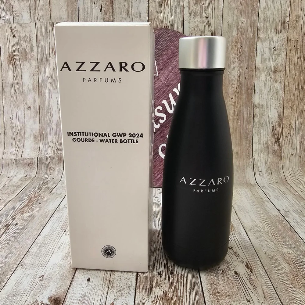 Unisex Azzaro Water Bottle 500ml Black Silver